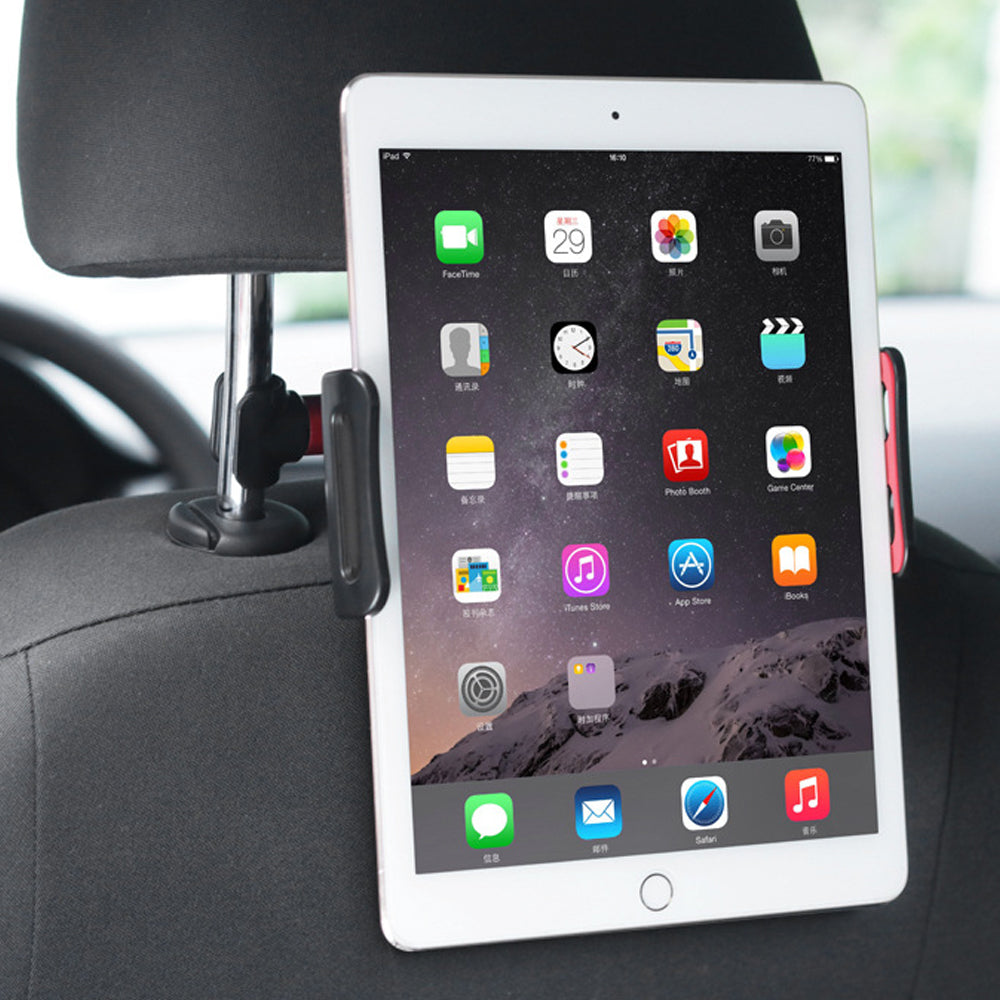 Lumora DriveView headrest tablet mount installed on car headrest