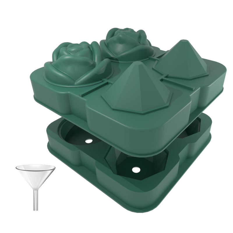 Lumora Crystal Rose ice molds - rose and diamond silicone ice tray with funnel